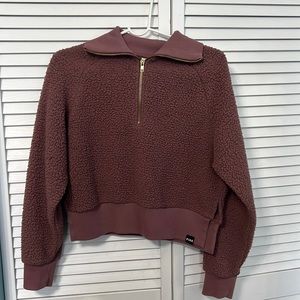 Pink Cropped Quarter Zip Sherpa